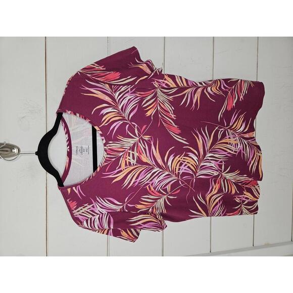 Croft & Barrow The Essential Tee XL Petite burgundy with orange & grey tee shirt - Picture 1 of 5